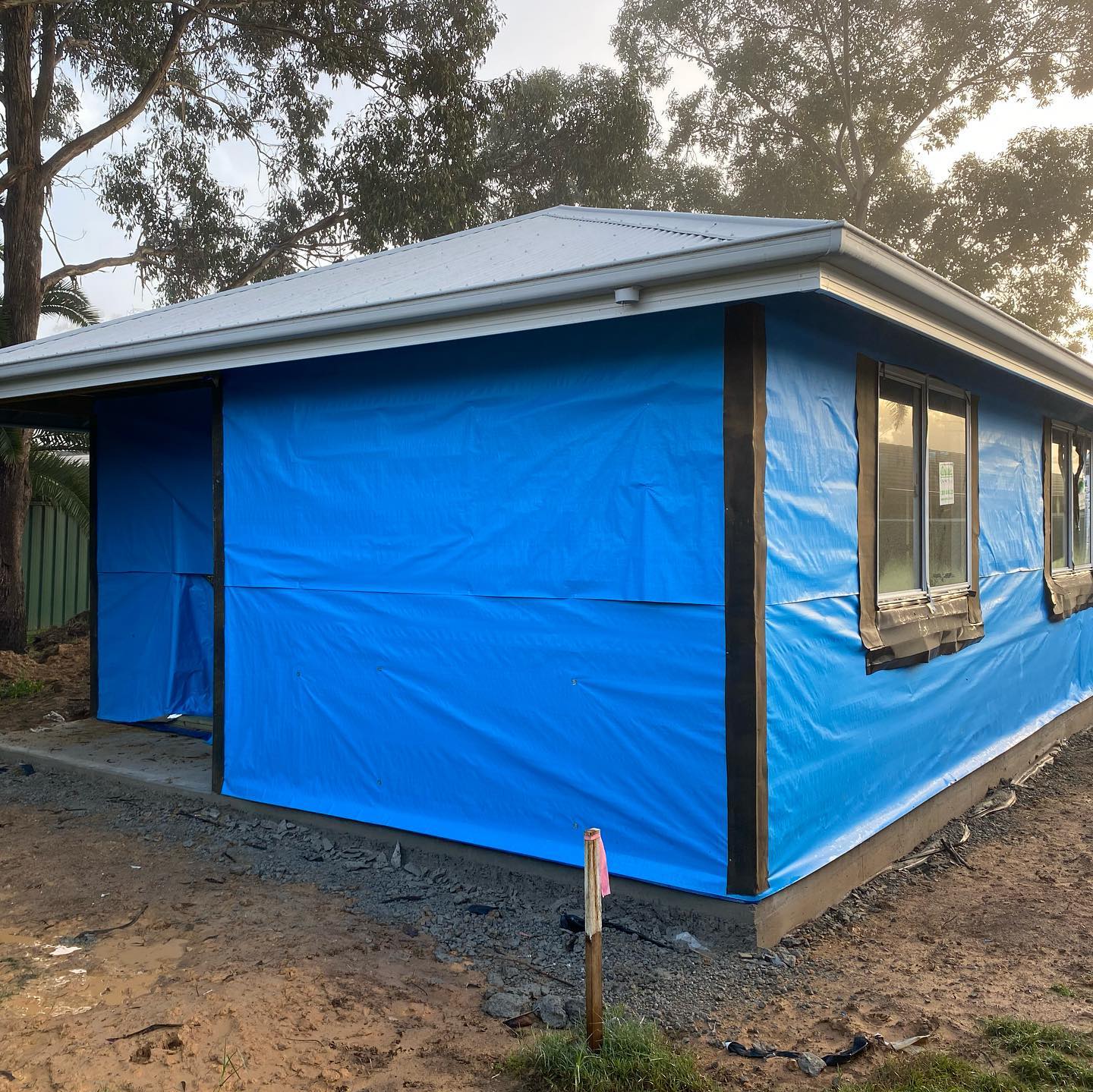 Granny flat — framing with sarking wrap