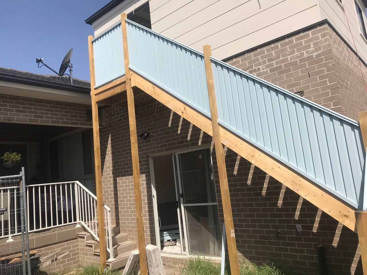 External staircase construction — another angle
